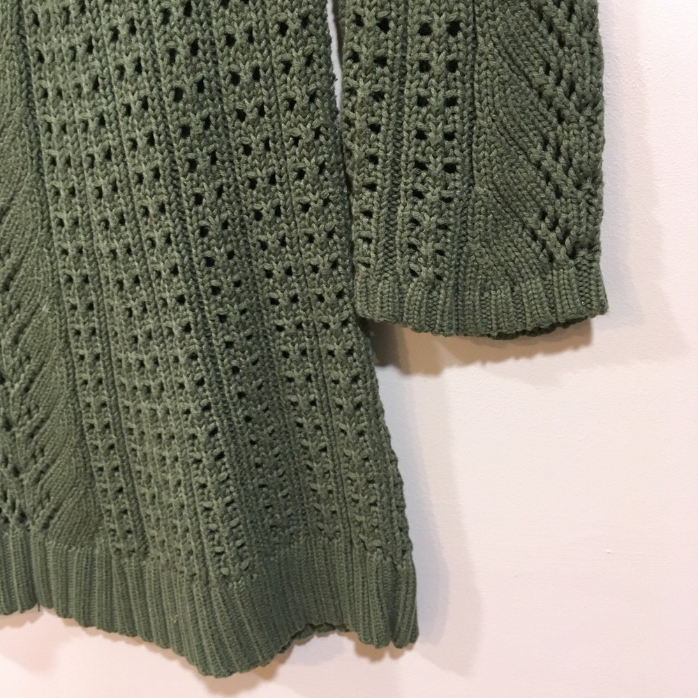 J.Jill Pointelle Open Knit Sweater Dress Women M Dark Green Forest Fairy Classic - Picture 3 of 12